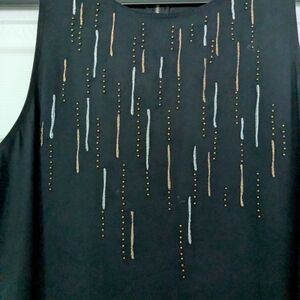 Apt. 9 Black and Gold Sleeveless Midi Dress